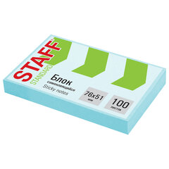 Блок самоклеящийся (стикеры) STAFF STANDARD, ПАСТЕЛЬНЫЙ 76&times;51 мм, голубой, 100 листов, 116582