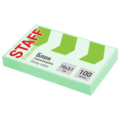 Блок самоклеящийся (стикеры) STAFF STANDARD, ПАСТЕЛЬНЫЙ 76&times;51 мм, зеленый, 100 листов, 116583