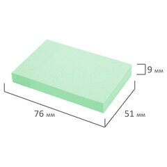 Блок самоклеящийся (стикеры) STAFF STANDARD, ПАСТЕЛЬНЫЙ 76&times;51 мм, зеленый, 100 листов, 116583