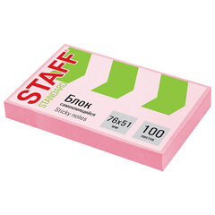 Блок самоклеящийся (стикеры) STAFF STANDARD, ПАСТЕЛЬНЫЙ 76&times;51 мм, розовый, 100 листов, 116584