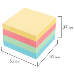 Блок самоклеящийся (стикеры) STAFF STANDARD, ПАСТЕЛЬНЫЙ 51&times;51 мм, 4 цвета, 400 листов, 116585