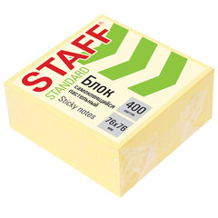 Блок самоклеящийся (стикеры) STAFF STANDARD, ПАСТЕЛЬНЫЙ 76&times;76 мм, желтый, 400 листов, 116586