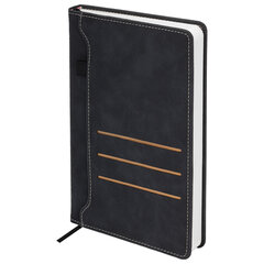 Ежедневник недатированный А5 138&times;213 мм, BRAUBERG &laquo;Slot&raquo;, под кожу, держатель для ручки, 160 листов, черный, 116605