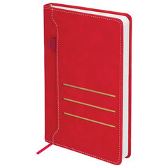 Ежедневник недатированный А5 138&times;213 мм, BRAUBERG &laquo;Slot&raquo;, под кожу, держатель для ручки, 160 листов, красный, 116606