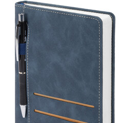 Ежедневник недатированный А5 138&times;213 мм, BRAUBERG &laquo;Slot&raquo;, под кожу, держатель для ручки, 160 листов, синий, 116607