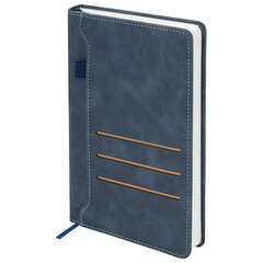Ежедневник недатированный А5 138&times;213 мм, BRAUBERG &laquo;Slot&raquo;, под кожу, держатель для ручки, 160 листов, синий, 116607