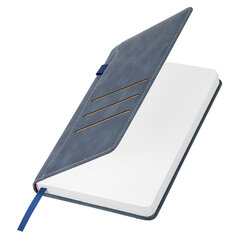 Ежедневник недатированный А5 138&times;213 мм, BRAUBERG &laquo;Slot&raquo;, под кожу, держатель для ручки, 160 листов, синий, 116607