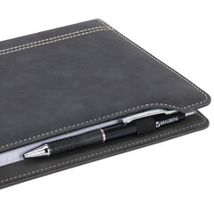 Блокнот А5 165&times;218 мм, BRAUBERG &laquo;Perfect&raquo;, под кожу софт-тач, держатель для ручки, 80 листов, клетка, черный, 116614