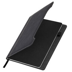 Блокнот А5 165&times;218 мм, BRAUBERG &laquo;Perfect&raquo;, под кожу софт-тач, держатель для ручки, 80 листов, клетка, черный, 116614