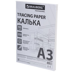 Калька А3 ВЫСОКОЙ ПРОЗРАЧНОСТИ, ПЛОТНАЯ, для печати и творчества, 90 г/<wbr/>м<sup>2</sup>, 250 листов, BRAUBERG, 116641