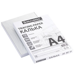 Калька А4 ВЫСОКОЙ ПРОЗРАЧНОСТИ, ПЛОТНАЯ, для печати и творчества, 70 г/<wbr/>м<sup>2</sup>, 100 листов, BRAUBERG, 116642