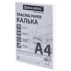 Калька А4 ВЫСОКОЙ ПРОЗРАЧНОСТИ, ПЛОТНАЯ, для печати и творчества, 90 г/<wbr/>м<sup>2</sup>, 100 листов, BRAUBERG, 116643