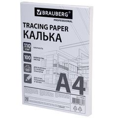 Калька А4 ВЫСОКОЙ ПРОЗРАЧНОСТИ, ПЛОТНАЯ, для печати и творчества, 110 г/<wbr/>м<sup>2</sup>, 100 листов BRAUBERG, 116644