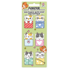 Закладки для книг МАГНИТНЫЕ, &laquo;АССОРТИ 5 ДИЗАЙНОВ ЗВЕРЯТА&raquo;, 6 штук, 35&times;25 мм, FUNSTER (ФАНСТЕР), 116651