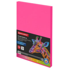 Изображение товара Цветная бумага BRAUBERG А4 75 г/м2 100 л неон розовая для офиса и творчества