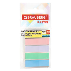 Закладки клейкие пастельные BRAUBERG PASTEL, НАБОР 300 штук (15 цветов х 20 листов), 45х12 мм, 116682