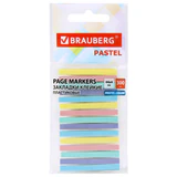 Закладки клейкие пастельные BRAUBERG PASTEL, 44х4 мм, 300 штук (15 блоков х 20 листов), 116683
