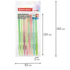 Закладки клейкие, выделители текста, BRAUBERG ULTRA COLOR, 135х5 мм, 160 штук (8 цветов х 20 листов), 116685