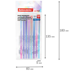 Закладки клейкие, выделители текста, BRAUBERG ULTRA PASTEL COLOR, 135х5 мм, 160 штук (8 цветов х 20 листов), 116686