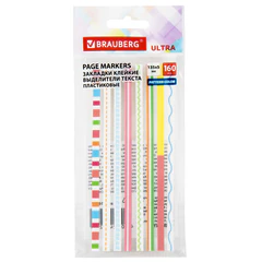 Закладки клейкие, выделители текста, BRAUBERG ULTRA PATTERN COLOR, 135х5 мм, 160 штук (8 цветов х 20 листов), 116687
