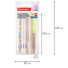 Закладки клейкие, выделители текста, BRAUBERG ULTRA PATTERN COLOR, 135х5 мм, 160 штук (8 цветов х 20 листов), 116687