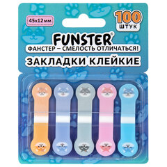 Закладки клейкие Z-сложения FUNSTER (ФАНСТЕР) "Собаки", 45х12 мм, 100 шт. (5 цветов х 20 листов), в диспенсере, 116692