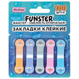 Закладки клейкие Z-сложения FUNSTER (ФАНСТЕР) "Собаки", 45х12 мм, 100 шт. (5 цветов х 20 листов), в диспенсере, 116692