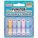 Закладки клейкие Z-сложения FUNSTER (ФАНСТЕР) "Собаки", 45х12 мм, 100 шт. (5 цветов х 20 листов), в диспенсере, 116692