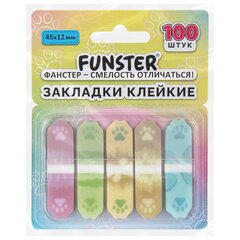 Закладки клейкие Z-сложения FUNSTER (ФАНСТЕР) &laquo;Лапки собак&raquo;, 45&times;12 мм, 100 шт. (5 цветов х 20 листов), в диспенсере, 116693