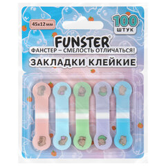 Закладки клейкие Z-сложения FUNSTER (ФАНСТЕР) &laquo;Капибары&raquo;, 45&times;12 мм, 100 шт. (5 цветов х 20 листов), в диспенсере, 116694