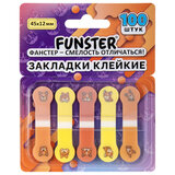 Закладки клейкие Z-сложения FUNSTER (ФАНСТЕР) "Корги", 45х12 мм, 100 шт. (5 цветов х 20 листов), в диспенсере, 116695