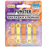 Закладки клейкие Z-сложения FUNSTER (ФАНСТЕР) "Корги", 45х12 мм, 100 шт. (5 цветов х 20 листов), в диспенсере, 116695