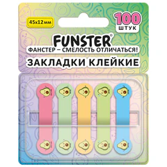 Закладки клейкие Z-сложения FUNSTER (ФАНСТЕР) "Авокадо", 45х12 мм, 100 шт., (5 цветов х 20 листов), в диспенсере, 116696