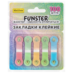 Закладки клейкие Z-сложения FUNSTER (ФАНСТЕР) &laquo;Авокадо&raquo;, 45&times;12 мм, 100 шт., (5 цветов х 20 листов), в диспенсере, 116696