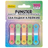 Закладки клейкие Z-сложения FUNSTER (ФАНСТЕР) "Авокадо", 45х12 мм, 100 шт., (5 цветов х 20 листов), в диспенсере, 116696