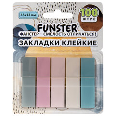 Закладки клейкие Z-сложения FUNSTER (ФАНСТЕР) "Моранди", 45х12 мм, 100 шт. (5 цветов х 20 листов), в диспенсере, 116697