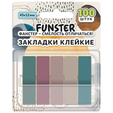 Закладки клейкие Z-сложения FUNSTER (ФАНСТЕР) "Моранди", 45х12 мм, 100 шт. (5 цветов х 20 листов), в диспенсере, 116697