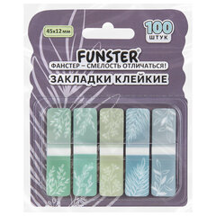 Закладки клейкие Z-сложения FUNSTER (ФАНСТЕР) &laquo;Флора&raquo;, 45&times;12 мм, 100 шт. (5 цветов х 20 листов), в диспенсере, 116699
