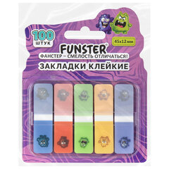 Закладки клейкие Z-сложения FUNSTER (ФАНСТЕР) &laquo;Монстрики&raquo;, 45&times;12 мм, 100 шт. (5 цветов х 20 листов), в диспенсере, 116701