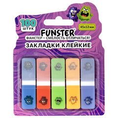 Закладки клейкие Z-сложения FUNSTER (ФАНСТЕР) &laquo;Монстрики&raquo;, 45&times;12 мм, 100 шт. (5 цветов х 20 листов), в диспенсере, 116701