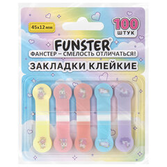 Закладки клейкие Z-сложения FUNSTER (ФАНСТЕР) &laquo;Единороги&raquo;, 45&times;12 мм, 100 шт. (5 цветов х 20 листов), в диспенсере, 116703