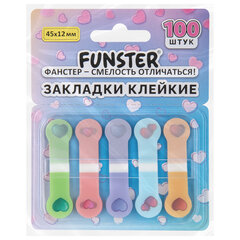 Закладки клейкие Z-сложения FUNSTER (ФАНСТЕР) &laquo;Сердечки&raquo;, 45&times;12 мм, 100 шт. (5 цветов х 20 листов), в диспенсере, 116704