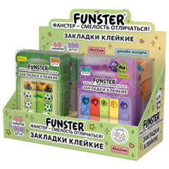 Закладки клейкие Z-сложения FUNSTER (ФАНСТЕР) "Ассорти", 45х12 мм, 100 шт., (5 цветов х 20 листов), в диспенсере, 116705