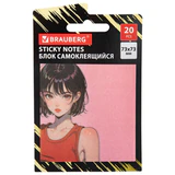 Блок самоклеящийся (стикеры) BRAUBERG ANIME, 73х73 мм, 20 листов, 116707