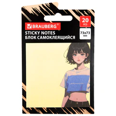 Блок самоклеящийся (стикеры) BRAUBERG ANIME, 73&times;73 мм, 20 листов, 116709