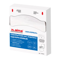 Покрытия на унитаз UNIVERSAL, 1/<wbr/>4 сложения, LAIMA, 14 г/<wbr/>м<sup>2</sup>, КОМПЛЕКТ 100 шт., 37&times;42,5 см, 116731