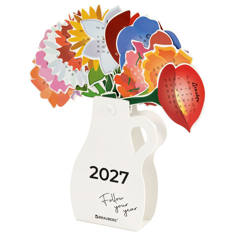 Календарь настольный, подарочный, фигурный, 2027, сувенир DIY, картон, BRAUBERG, "Букет", 116734