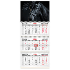 Календарь квартальный на 2026 г., 3 блока, 3 гребня, бегунок, мелованная бумага, BRAUBERG, &laquo;Символ года&raquo;, 116790