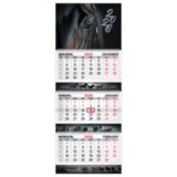 Календарь квартальный 2026 г., 3 блока, 3 гребня, бегунок, мелованная бумага, BRAUBERG EXTRA, "Символ года", 116812