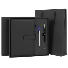 Ежедневник в подарочном наборе 5 в 1, А5, 145&times;212 мм, BRAUBERG &laquo;President&raquo;, под кожу, 160 листов, черный, 116850